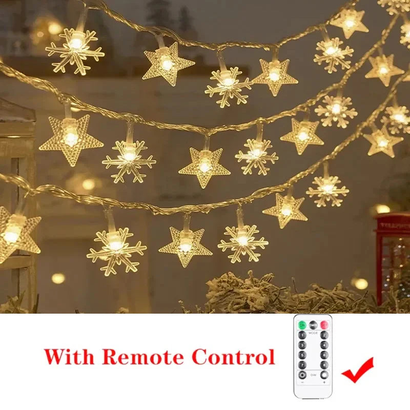 Pisca Pisca de Estrelas e Flocos de Neve