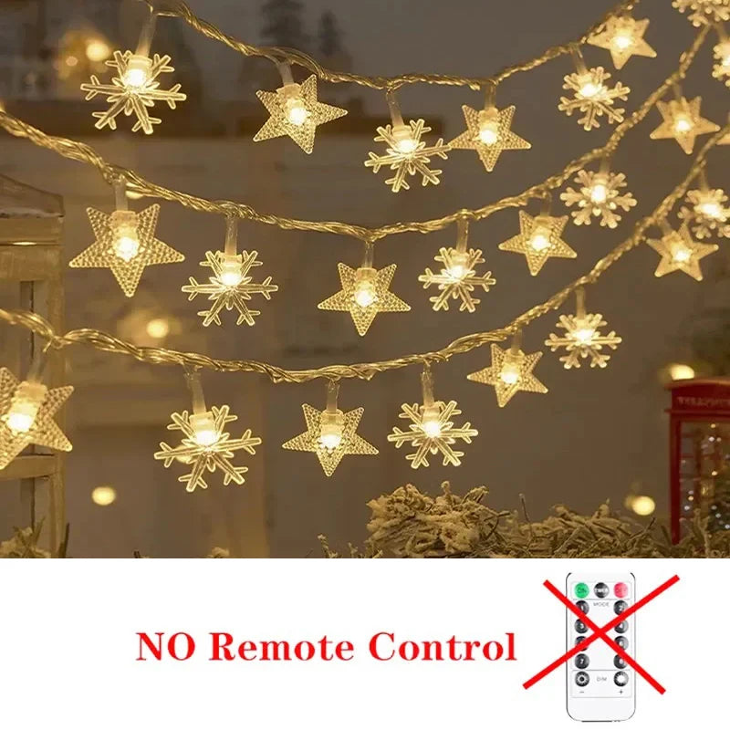 Pisca Pisca de Estrelas e Flocos de Neve