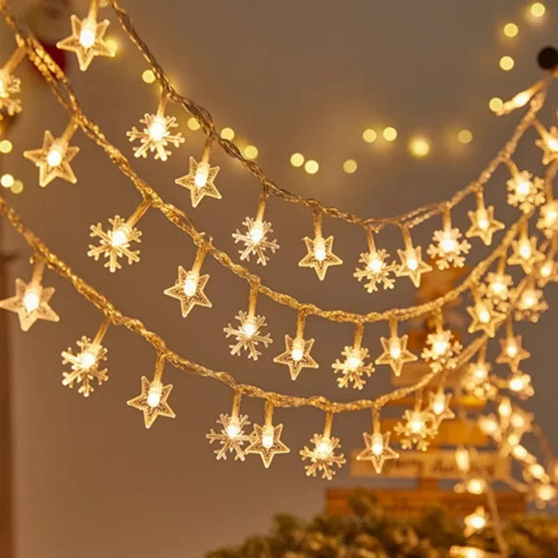 Pisca Pisca de Estrelas e Flocos de Neve